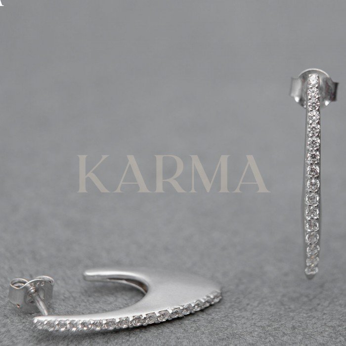 Sterling Silver Rhodium Plated Earring With White Cubic Zircon
